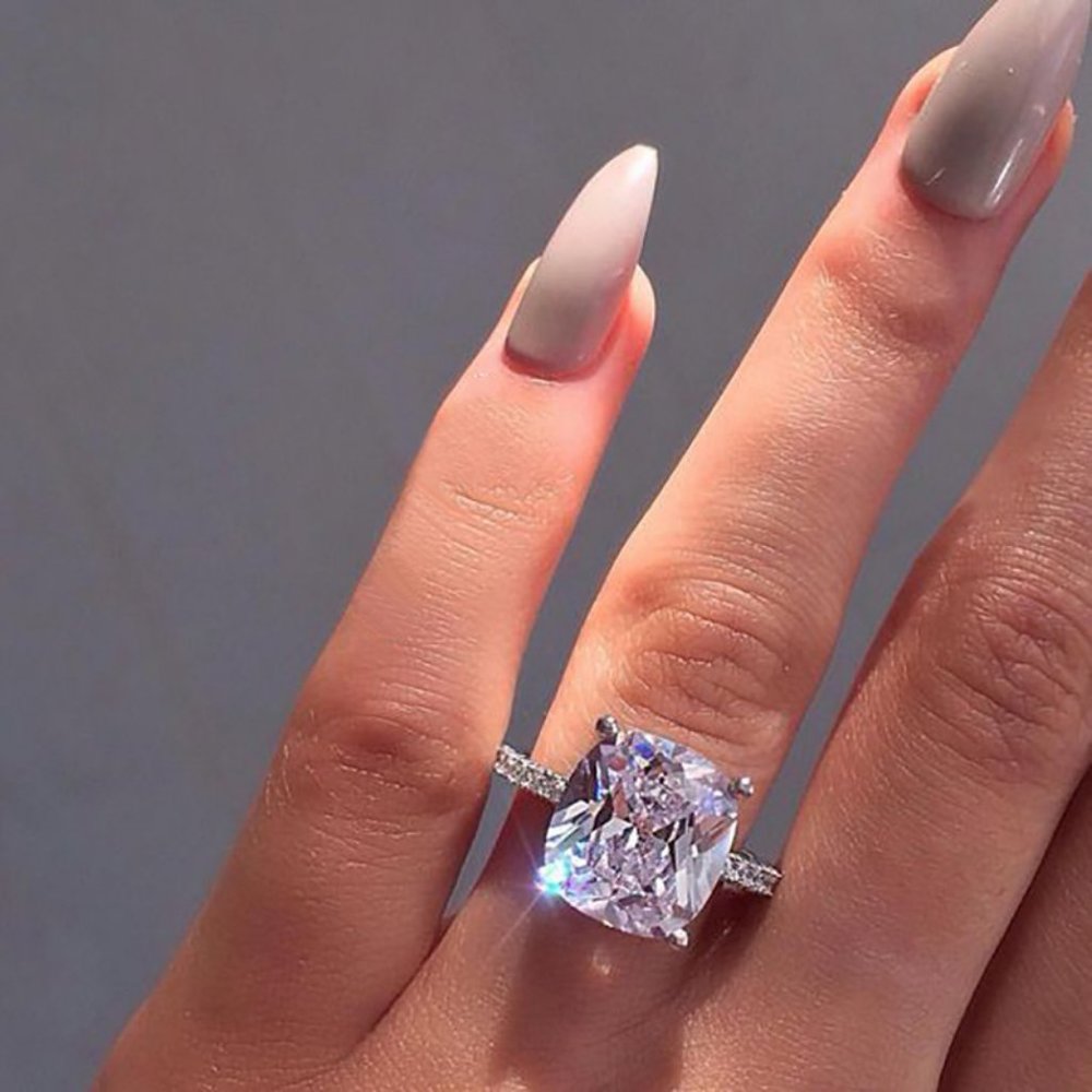 *NEW 8 Carat Cushion Cut Solitaire Diamond Ring - Picture 2 of 5